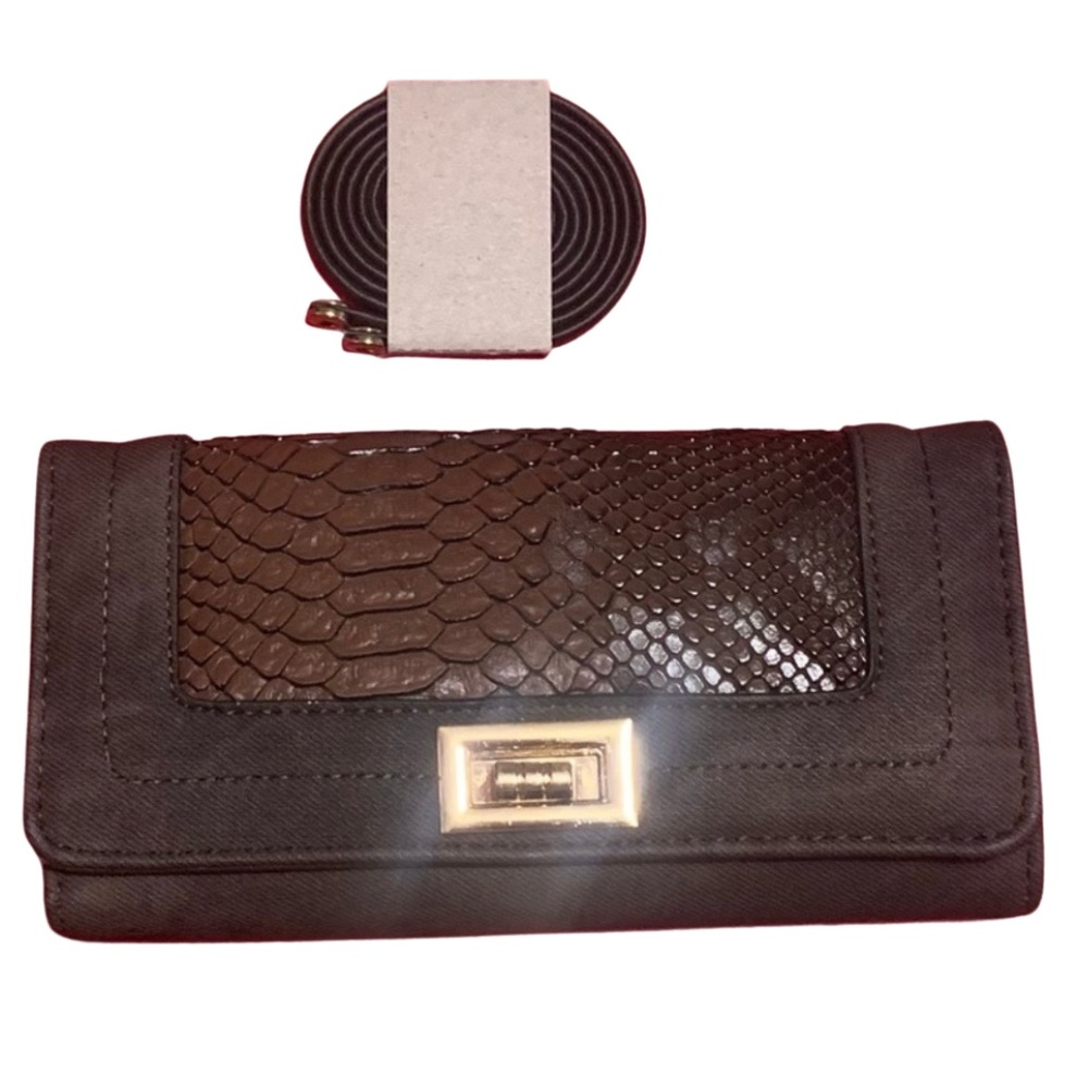 Animal Print Transforming Wallet Clutch Handbag Purse (faux snake)
